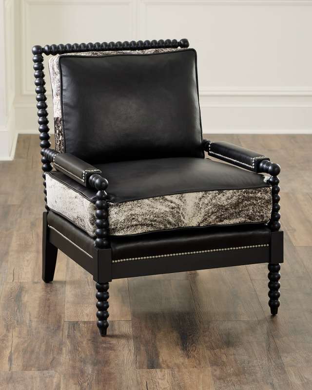 Percie Leather & Hair on Hide Spindle Chair